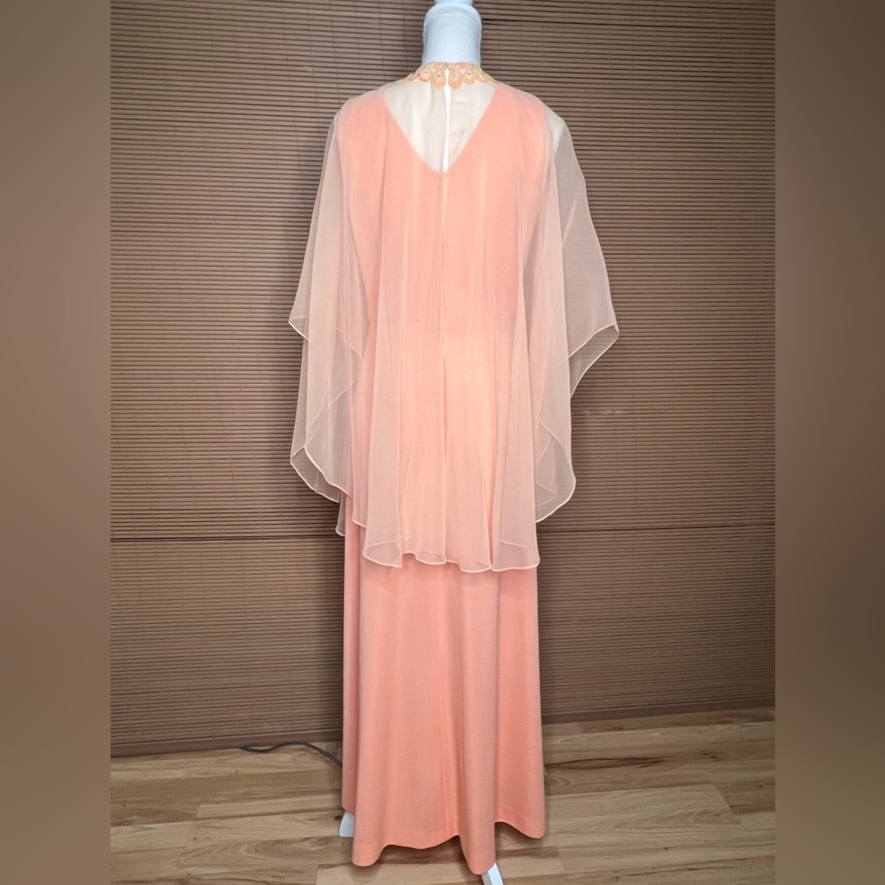 Miss Rubette Vintage Cape dress Formal peach orange - Picture 11 of 15